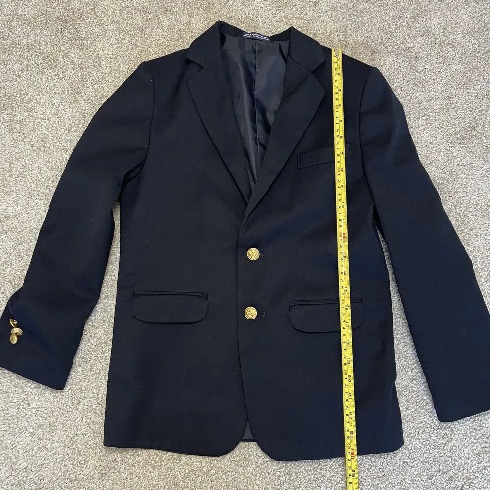 Izod Kids Boys Blazer Jacket Size 12 Navy Blue Gold Button Formal Preppy